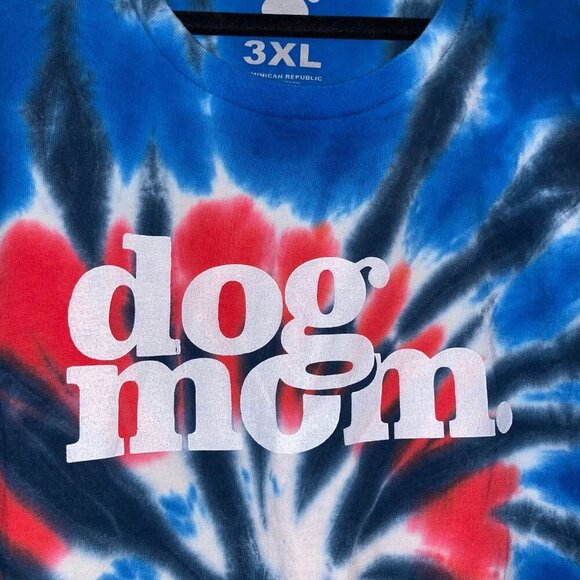 Red White and Blue Tie Dye Dog Mom Graphic Tee Size 3xl - Picture 2 of 5